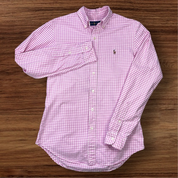 Ralph Lauren Men’s Pink White Check Pattern Long Sleeve Dress Shirt. Small. - Picture 2 of 11